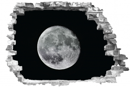Privire prin perete - Sticker cu efect 3D - Luna