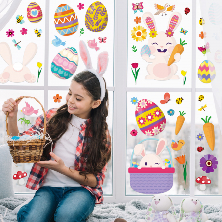Sticker PVC - Happy Bunnies Easter Windows Clings [1]