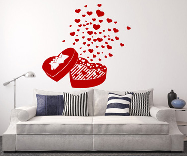 Sezonale - Sticker Cutie cu inimioare