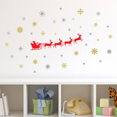 Stickere Craciun - Sticker Santa s Sleigh