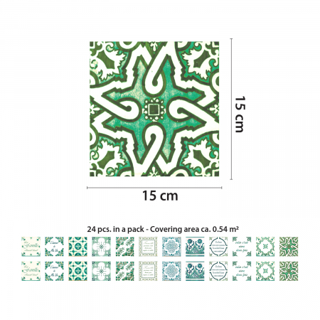 Sticker faianta - Green Classic Mosaic Tiles – French - 24 buc - 10x10 cm [2]