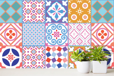 Stickere Faianță - Sticker faianta - Classic Moroccan Colourful Mixed SET 2 - 24 buc - 15x15 cm