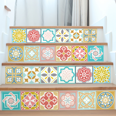 Stickere Faianță - Sticker faianta - Malia Colourful Tile - 24 buc - 15x15 cm