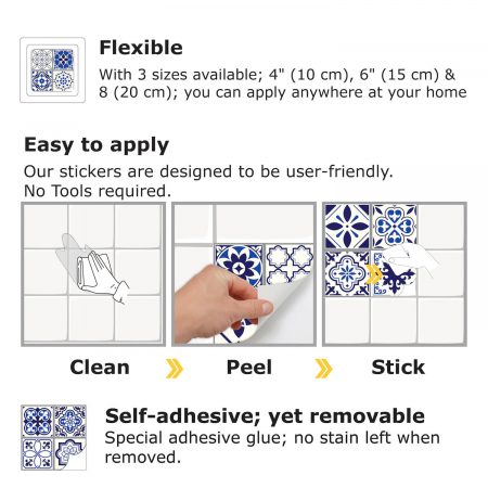 Sticker faianta - Spanish and Moroccan Blue - 12 buc - 20x20 cm [3]