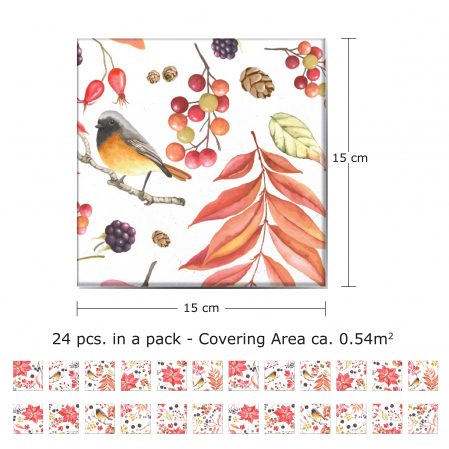 Sticker faianta - Poinsettia The Winter Joy - 24 buc - 15x15 cm [4]