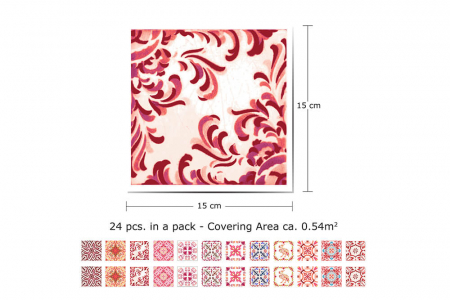 Sticker faianta - Moroccan Rose Red Mosaic - 24 buc - 15x15 cm [2]