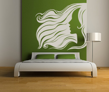 Fashion - Sticker Femeie cu parul in vant