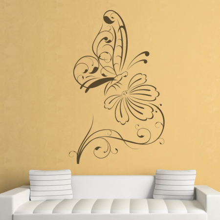 Stickere de perete - Sticker Floarea si fluturasul 2