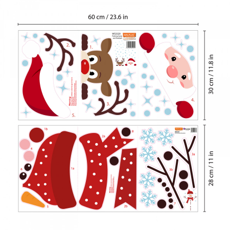 Sticker Peeking Santa, Rudolph and Snowman Christmas [5]