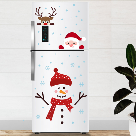 Sticker Peeking Santa, Rudolph and Snowman Christmas [2]