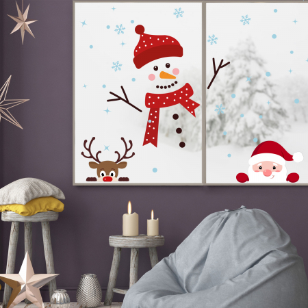Sticker Peeking Santa, Rudolph and Snowman Christmas [0]