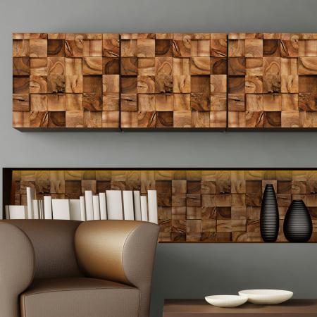 Stickere Walplus ™ - Sticker Square Timber Pattern – Brown