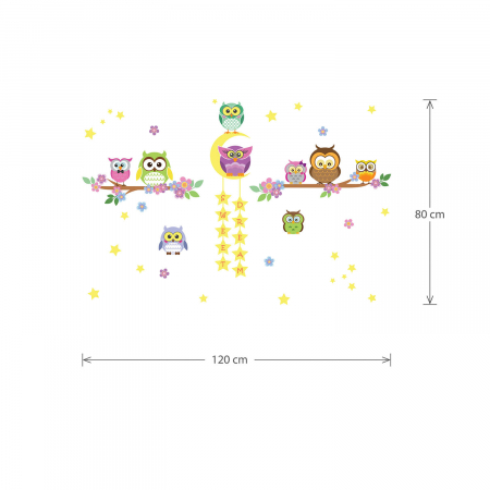 Sticker Owl Flowers Trees and Owl Tree Star [2]