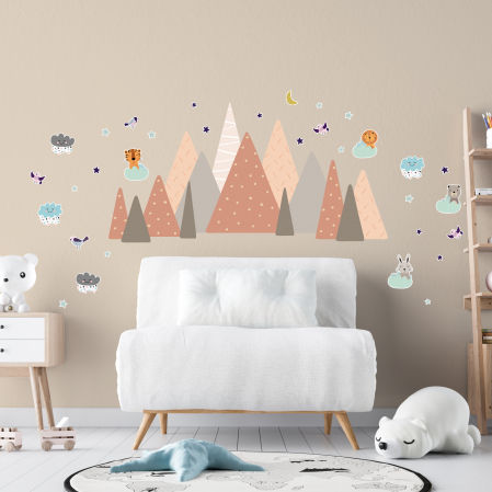 Stickere Walplus ™ - Sticker Sleepy Animals In The Boho Mountains