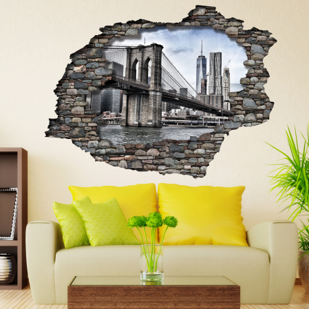 Sticker View Through The 3D Wall – Brooklyn Bridge [1]