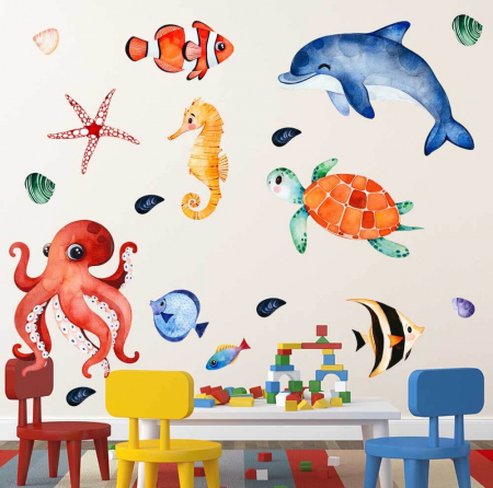 Copii - Sticker Watercolor underwater world