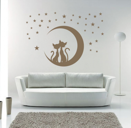 Stickere de perete - Sticker Pisici sub Luna