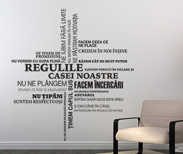 Citate - Sticker Regulile casei in tag cloud