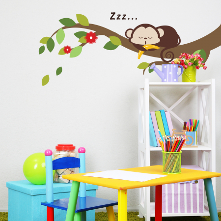 Stickere Walplus ™ - Sticker Sleeping Monkey and Tree Branch