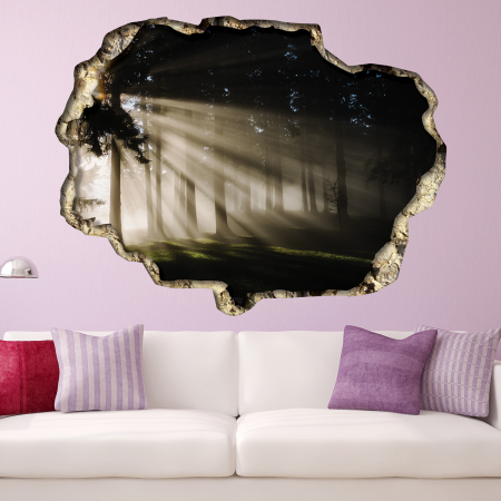Stickere cu efect 3D - Sticker View Through The 3D Wall – Forest Light