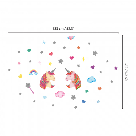 Sticker Cute Unicorns With Glitter Stars [5]