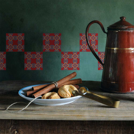 Stickere Faianță - Stickere patrate pentru faianta Red Pattern - 4 buc