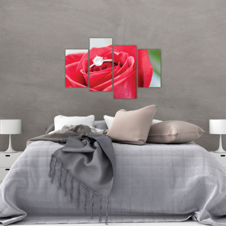MultiCanvas - Tablou canvas 4 piese - Trandafirul iubirii