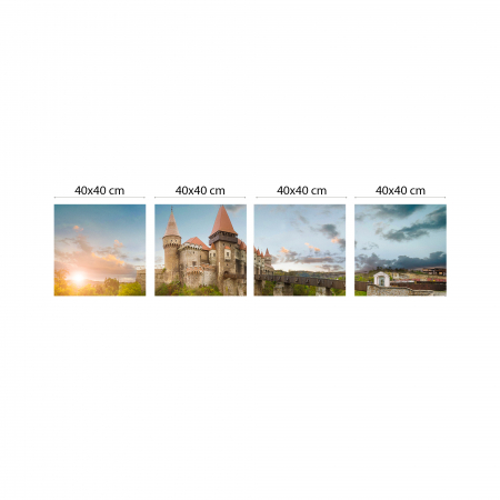 Tablou canvas 4 piese - Castelul Corvinilor [2]