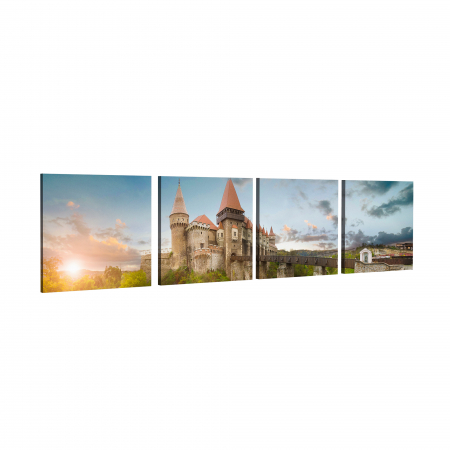 Tablou canvas 4 piese - Castelul Corvinilor [1]