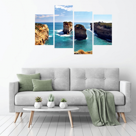 MultiCanvas - Tablou canvas 4 piese - Munti pe malul marii