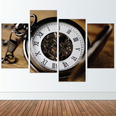 Tablou canvas 4 piese - Timpul inseamna bani [1]