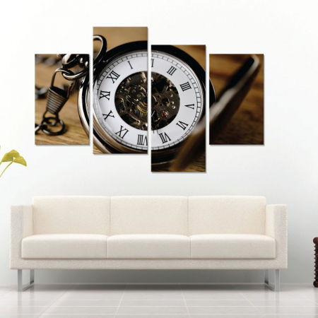 MultiCanvas - Tablou canvas 4 piese - Timpul inseamna bani