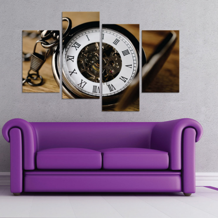 Tablou canvas 4 piese - Timpul inseamna bani [2]