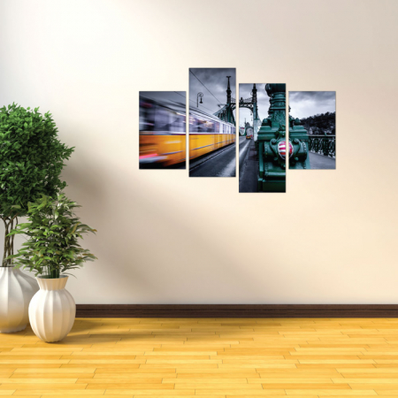 MultiCanvas - Tablou canvas 4 piese - Tramvaiul galben