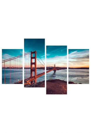 Tablou canvas 4 piese - The Most Famous Golden Gate [1]