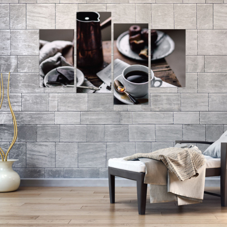 MultiCanvas - Tablou canvas 4 piese - Cafeaua de dimineata