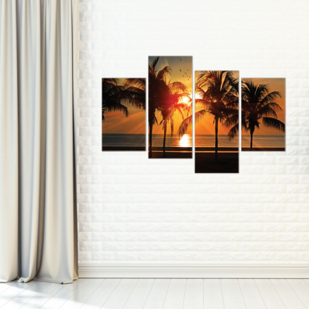 MultiCanvas - Tablou canvas 4 piese - Palmieri in asfintit