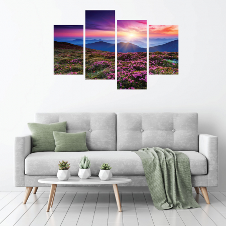 MultiCanvas - Tablou canvas 4 piese - Rasarit inflorit