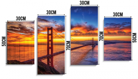 Tablou canvas 4 piese - Golden Gate [3]