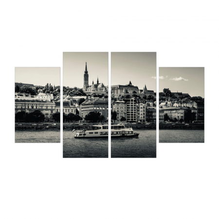 Tablou canvas 4 piese - Barca pe apa [2]