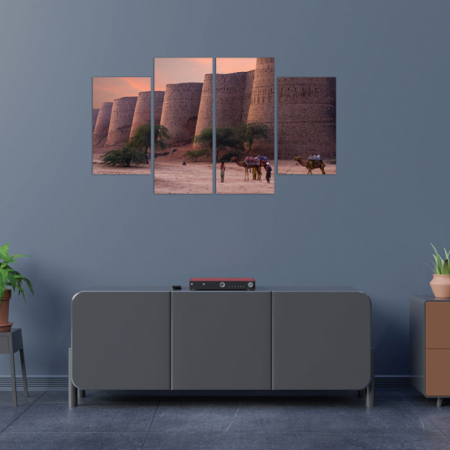 Tablou canvas 4 piese - Cetate in desert [1]
