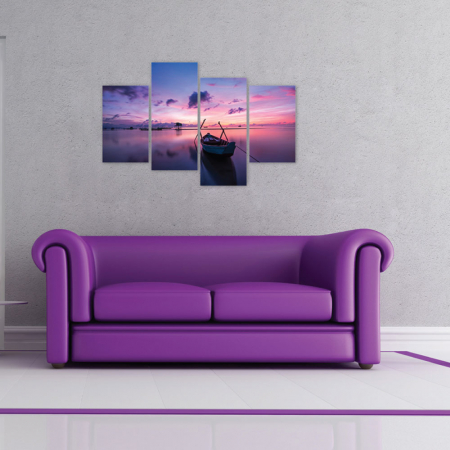 MultiCanvas - Tablou canvas 4 piese - Barca la rasarit