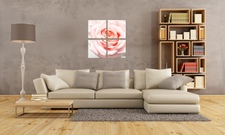 MultiCanvas - Tablou canvas 4 piese - Trandafir roz