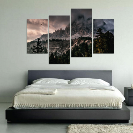 Tablou canvas 4 piese - Furtuna in munti [1]