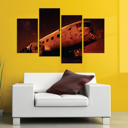 MultiCanvas - Tablou canvas 4 piese - Epava de avion