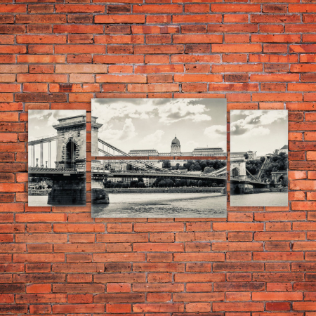 Tablou canvas 4 piese - Oras in alb-negru [1]