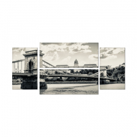 Tablou canvas 4 piese - Oras in alb-negru [2]