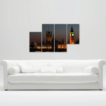 MultiCanvas - Tablou canvas 4 piese - Big Ben seara