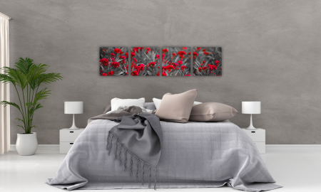 Tablou canvas 4 piese - Flori rosii [1]