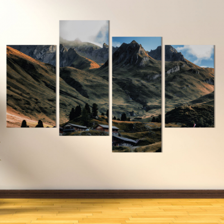Tablou canvas 4 piese - Munti – vai [1]